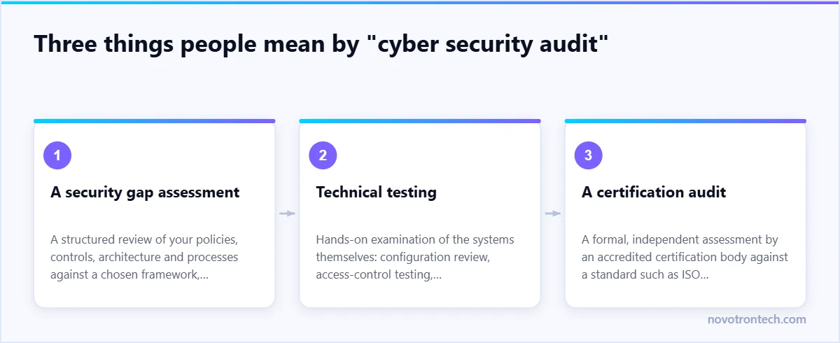 Three things people mean by "cyber security audit" — explained by Novotron